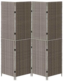 Divisória de Sala vidaXL 4 Painéis Dobrável Cinza 195x180 cm Poliratan