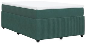 Cama boxspring com colchão 120x200 cm veludo verde-escuro