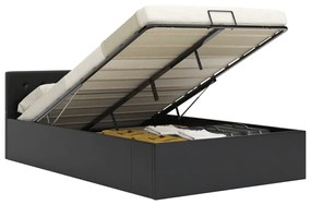 vidaXL Cama hidráulica c/ arrumação 140x200cm couro artificial preto