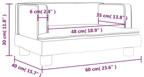 Sofá infantil 60x40x30 cm veludo castanho