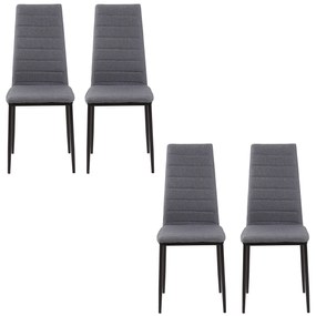 HOMCOM Conjunto de 4 Cadeiras de Sala de Jantar Estofadas em Linho e Pés de Metal para Cozinha Carga Máxima 120kg 41x50x97cm Cinza | Aosom Portugal