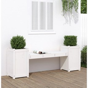 Banco com vasos 180x36x63 cm madeira de pinho maciça branco