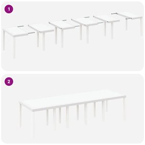Mesa de Jardim Branca 300x100x73 cm Poly Rattan