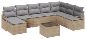 Conjunto de Sofá de Jardim com 9 Peças e Almofadas Pretas em Rattan Si