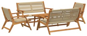 vidaXL Cadeiras de Jardim com Mesa 5 pcs Bege Madeira Maciça de Acácia