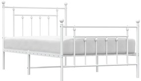 Estrutura de cama com cabeceira e pés 100x190 cm metal branco