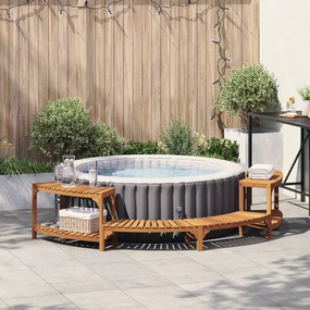 vidaXL Surround para Hidromassagem Semicircular 272x120.5x55.5 cm Madeira Sólida de Acácia