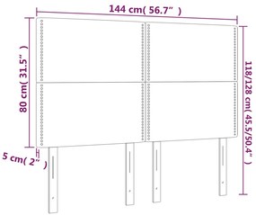 Cabeceira cama c/ luzes LED veludo 144x5x118/128cm cinza-claro
