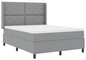 Cama Box com Colchão Cinza Claro 140x200 cm em Tecido.
