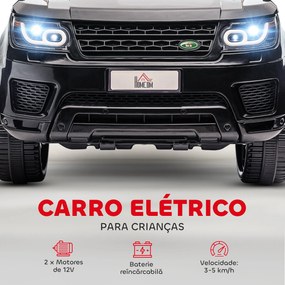 Carro Elétrico SUV Infantil 12V com 2 Motores Controlo Remoto Faróis Buzina Bluetooth Música USB e Abertura de Porta 3-5km/h 110x68x52cm Preto