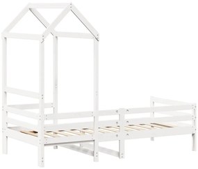Sofá-cama com telhado 90x200 cm madeira de pinho maciça branco