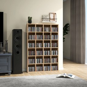 Móvel multimédia com capacidade para 456 CDs/336 DVDs - estante de madeira com prateleiras ajustáveis, 89 x 130,5 cm, madeira natural