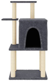 Árvore p/ gatos c/ postes arranhadores sisal 97 cm cinza-escuro