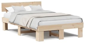 Estrutura da Cama com cabeceira Castanho 140 x 190 cm
