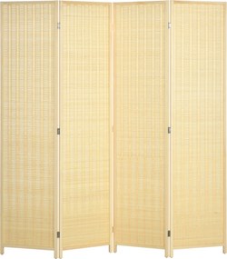 HOMCOM Biombo de 4 Painéis Dobrável Separador de Ambientes Tecido a Mão de Bambu e Fio de Algodão 180x180 cm Madeira | Aosom Portugal