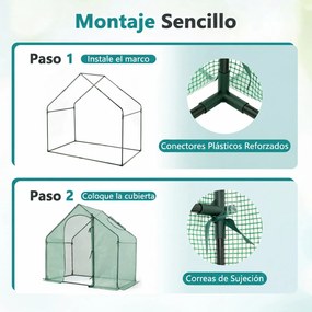 Estufa de jardim em forma de túnel 180 x 100 x 168 cm, impermeável, com porta enrolável e janela coberta em PE, Estrutura metálica para terraço, horta