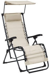 vidaXL Cadeira de pátio dobrável textilene cor creme