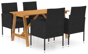 vidaXL 5 pcs conjunto de jantar para jardim preto
