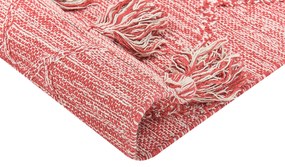 Tapete em algodão vermelho e branco 140 x 200 cm NIDGE Beliani