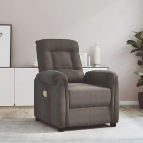 vidaXL Poltrona elevatória de massagens tecido microfibra cinza-escuro