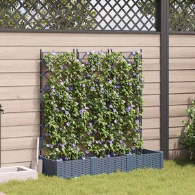 vidaXL Jardineira de Jardim com Treliça 3 pcs Cinza Claro 120x40x125,5 cm
