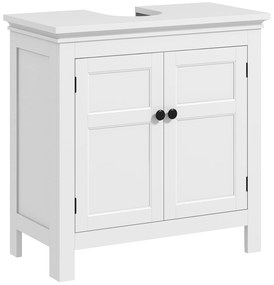 HOMCOM Móvel para Lavatório de Pousar Moderno com Portas Magnéticas e Prateleira Ajustável 60x30x60 cm Branco | Aosom Portugal