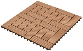 Conjunto 11 azulejos WPC para plataforma castanho 30x30 cm