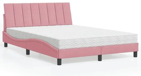 Cama com colchão 140x200 cm veludo rosa