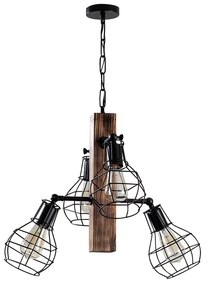 Candeeiro Chandelier Erebos – Preto em Madeira – 42 x 42 cm