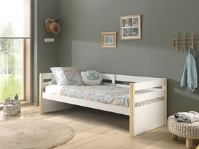 Cama infantil MARGRIT (90 x 200 cm) + Estrado Natural / Branca