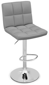 Conjunto de 2 bancos de bar quadrados giratórios ajustáveis ​​com encosto e apoio para os pés - cinza