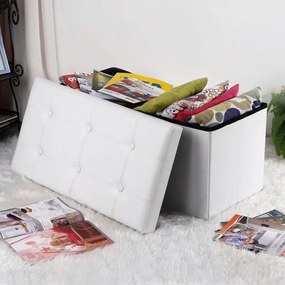 Banco com arrumação 76 x 38 x 38 cm Couro sintético Branco