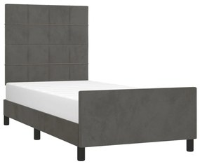 Estrutura de cama sem colchão 100x200 cm veludo cinzento-escuro
