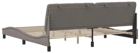 Cama sem colchão 200x200 cm tecido cinzento-acastanhado