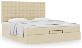 Estrutura de cama otomana com colchão tecido creme 160x200cm