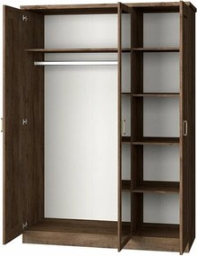 Roupeiro Lircava 112, Carvalho lefkas, 191x135x57cm, 111.21 kg, Portas para roupeiro: Com dobradiças, Número de prateleiras: 5, Número de prateleiras: 5