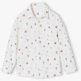 Camisa em flanela coleção cápsula de Natal, para menino branco estampado