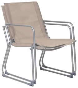 4 pcs conjunto lounge p/ jardim tecido e aço cinza-acastanhado