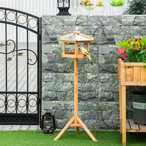 Comedouro para pássaros selvagens com suporte, ninho e bandeja - Estação para pássaros - Abrigo para pássaros em madeira para exterior - 113 cm