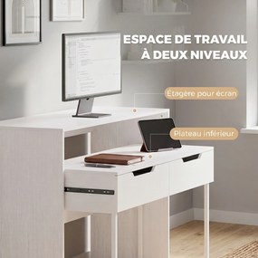 Secretária de Computador, 100 x 37 x 88 cm, Tampo Deslizante Extensível, Branco