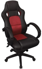 Cadeira escritório corrida executiva couro artificial vermelho