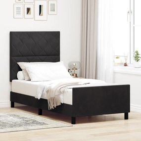 Estrutura de Cama Preta 90x190 cm Veludo