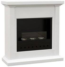 HOMCOM Lareira de Bioetanol com Depósito de 1,2L Tempo de Combustão 3H para Interiores 16-18 m² 63,5x24x66 cm Branc