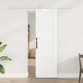 Porta Deslizante vidaXL com Conjunto de Ferragens Branca 61x198,5 cm Madeira Maciça de Pinho