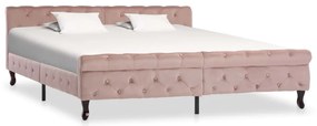 Estrutura de cama 180x200 cm veludo cor-de-rosa