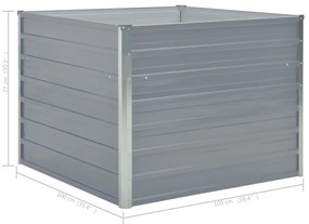 Canteiro jardim elevado 100x100x77cm aço galvanizado cinzento