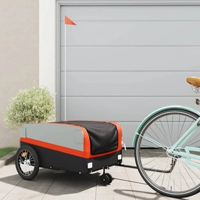 Reboque para bicicleta 45 kg ferro preto e laranja