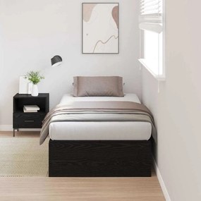 vidaXL Estrado de cama com arrumação Carvalho Preto 90 x 190 cm