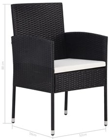 9 pcs conjunto jantar exterior com almofadões vime PE preto