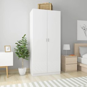 vidaXL Roupeiro 90x52x200 cm derivados de madeira branco brilhante
